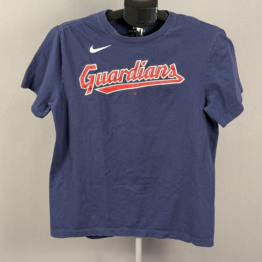 Cleveland Guardians Shirt Mens‎ Medium Blue MLB Baseball Nike Bieber 57 Tee